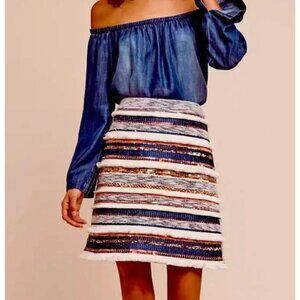 Moulinette Soeurs Mini Skirt Womens 4 Fringe Sequin Anthropologie Festival Fairy